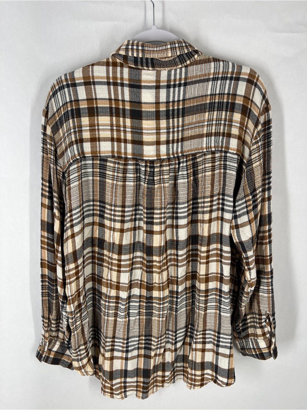 Pilcro Plaid Button-Up Shirt in Brown, Cream & Black - Picture 9 of 14
